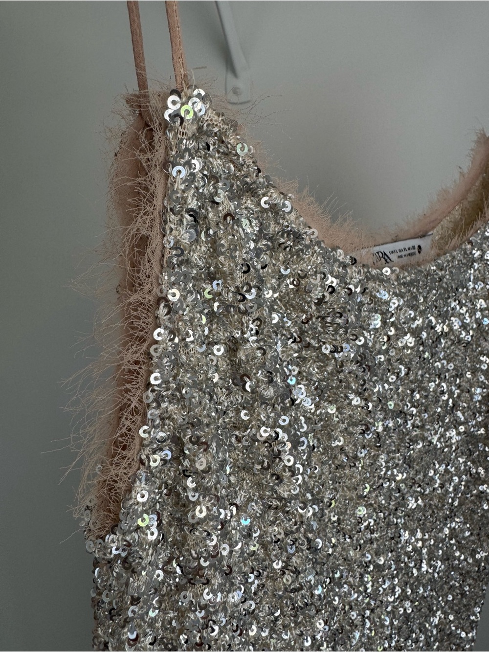 Zara Champagne Sequin Slip Dress